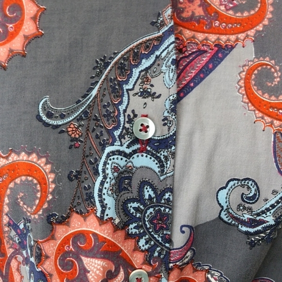 Luchiano Visconti Multi Color Gray Paisley Blouse, Size M - Picture 5 of 8